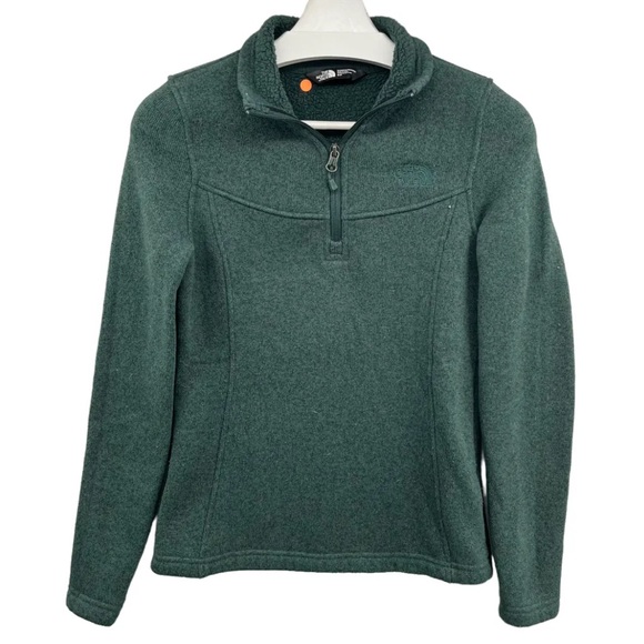 The North Face forest green‎ heathered quarter zip pullover jacket size small - Picture 1 of 11